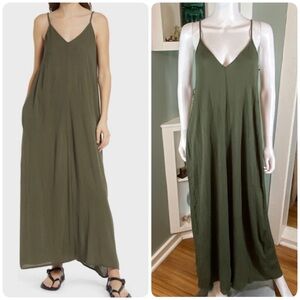 New NWT Treasure & Bond Favorite Slipdress Green Olive Sarma Crinkle Rayon Small